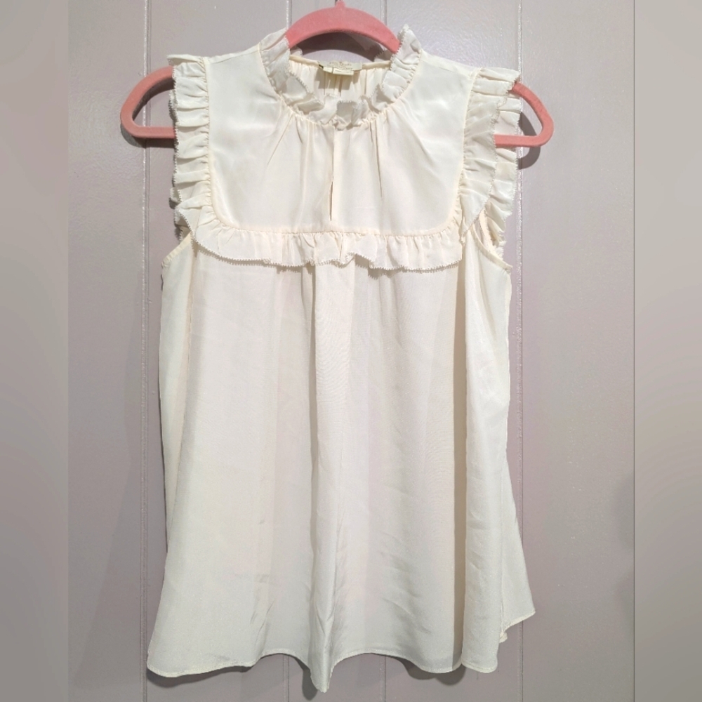 Kate Spade Mock Ruffle Collar Sleeveless Blouse Size Small
